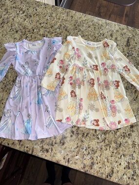 Disney Girls' Two Princess Long-Sleeve Dresses in Lavender & yellow